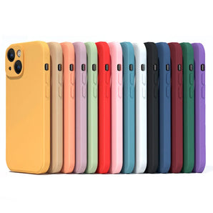 Phone Case For IPhone X XR XS 11 12 13 14 Pro Max 7 8 Plus Contracted Pure Color Shockproof Liquid Silicone Soft Back Cover